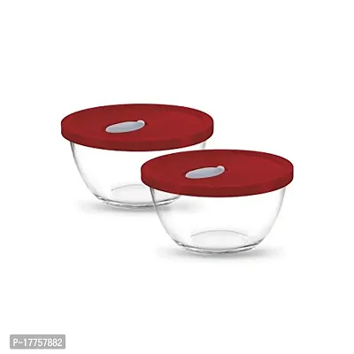 Treo Glass Mixing Bowl with Lid - 500ml, Set of 2, Transparent