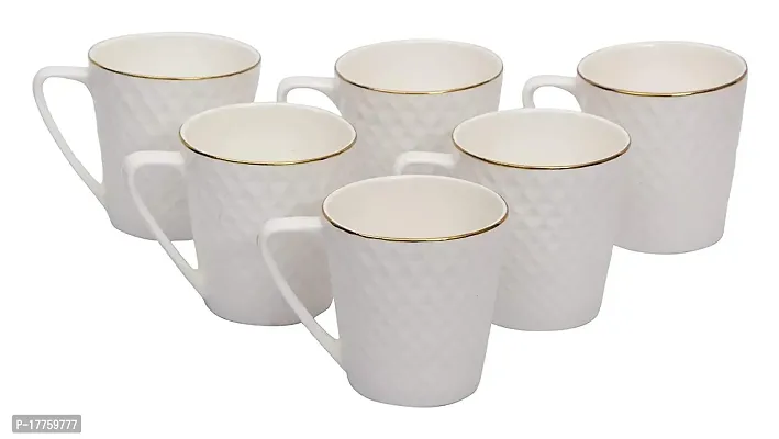 Saaikee Bone China Tea and Coffee Cup Set Geometric Pattern 6 Pieces (140 ml)-thumb0