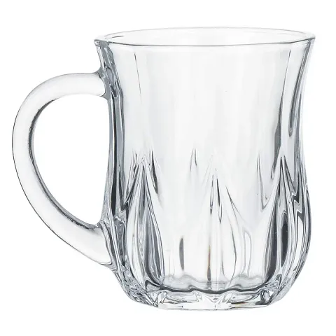 Baba Cart Tea/Coffee Cups Glass Mugs, Transparent, 145 ml (Set of 6)