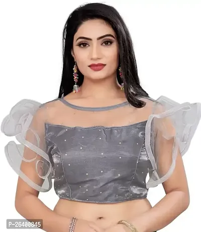 Reliable Grey Brocade  Stitched Blouses For Women-thumb0