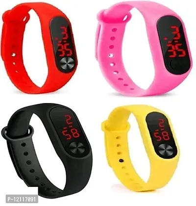 Stylish Silicone Digital Watches For Kids-Pack Of  4-thumb0