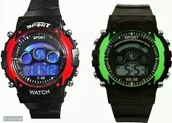 Stylish PU Digital Watches For Kids-Pack Of  2