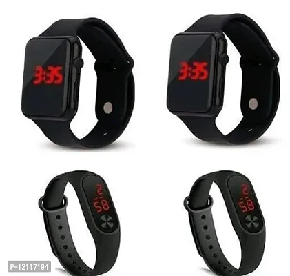 Stylish Silicone Digital Watches For Kids-Pack Of  4