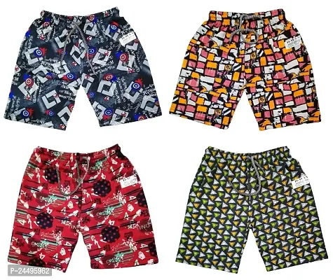 UPSTAIRS D-Wan Rich Hosiery Cotton Kids Printed Bermuda/Shorts for Boys|Kids Shorts (Pack of 4)