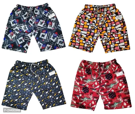 UPSTAIRS D-Wan Rich Hosiery Cotton Kids Printed Bermuda/Shorts for Boys|Kids Shorts (Pack of 4)-thumb0