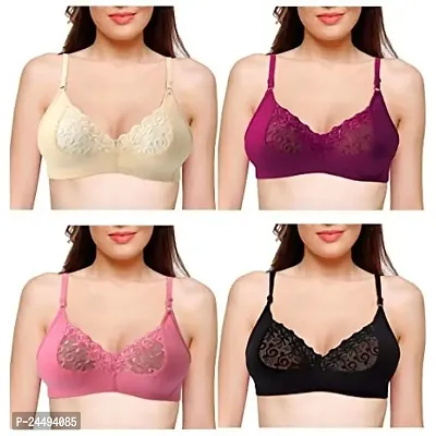 UPSTAIRS Women's X-Lady Hosiery Cotton Bridal Bra for Women and Girls, Women's Innerwear (Pack of 4)