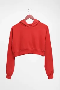 Womens Full Sleeves Crop Hoodie Trendy Stylish and Solid-thumb2