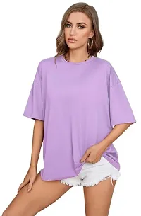 Womens Half sleeve New look stylish Solid Round Neck  LOOSE Fit Poly Cotton Casual T-Shirt Pack-thumb2