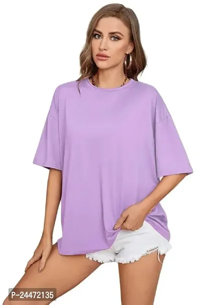 Womens Half sleeve New look stylish Solid Round Neck  LOOSE Fit Poly Cotton Casual T-Shirt Pack-thumb3