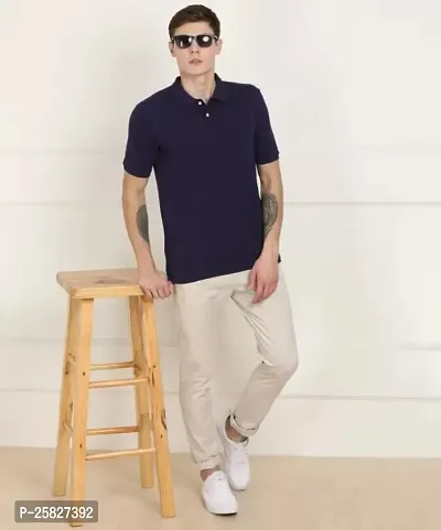 Mens Regular Fit Polo Neck Half Sleeve Solid Casual T-Shirt | Polo T-Shirt for Men-thumb2