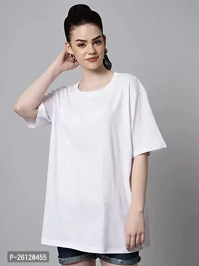 Women Solid Round Neck Half Oversize Casual T-Shirt