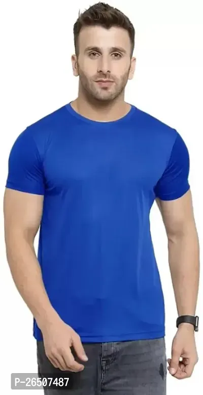 Mens Round Neck Half Sleeve Plain Dry Fit T-Shirts-thumb0