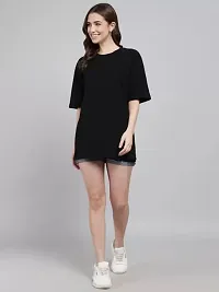 Women Solid Round Neck Half Oversize Casual T-Shirt-thumb2