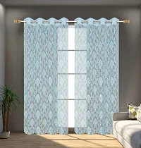 ROOKLEM Heavy Polyester Damask Design Net Semi Transparent Sheer Curtains for Living Room Bedroom Pack of 2 Pieces-thumb1