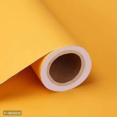 ONE2ONE ENTERPRISES Polyvinyl PVC Self Adhesive Pure Yellow Matt Wallpaper 40 Square feet, 2 x 20 Feet-thumb0