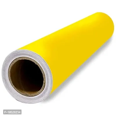 ONE2ONE ENTERPRISES Polyvinyl PVC Self Adhesive Pure Yellow Matt Wallpaper 40 Square feet, 2 x 20 Feet-thumb2