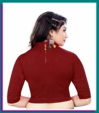 Reliable Maroon Cotton Blend Embellished Stitched Blouse For Women-thumb2