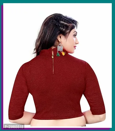 Reliable Maroon Cotton Blend Embellished Stitched Blouse For Women-thumb3