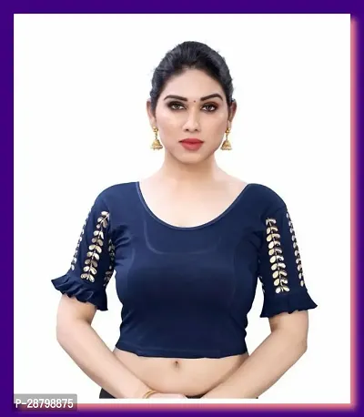 Reliable Navy Blue Cotton Blend  Stitched Blouses For Women