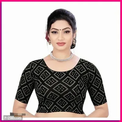 Reliable Black Cotton Blend Printed Stitched Blouse For Women