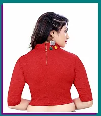 Reliable Red Cotton Blend Embellished Stitched Blouse For Women-thumb2