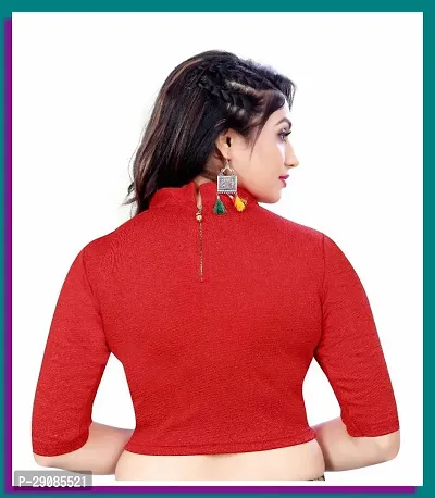 Reliable Red Cotton Blend Embellished Stitched Blouse For Women-thumb3