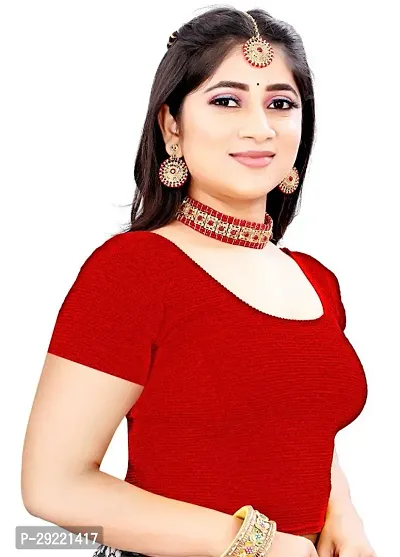 Reliable Red Cotton Blend Stitched Blouses For Women-thumb3