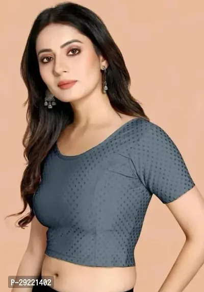 Reliable Grey Cotton Blend Stitched Blouses For Women-thumb3