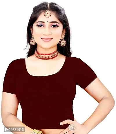 Reliable Maroon Cotton Blend Stitched Blouses For Women-thumb0