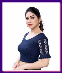 Reliable Navy Blue Cotton Blend  Stitched Blouses For Women-thumb1