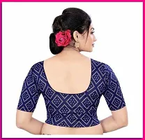 Reliable Navy Blue Cotton Blend Printed Stitched Blouse For Women-thumb1