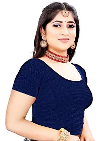 Reliable Navy Blue Cotton Blend Stitched Blouses For Women-thumb2