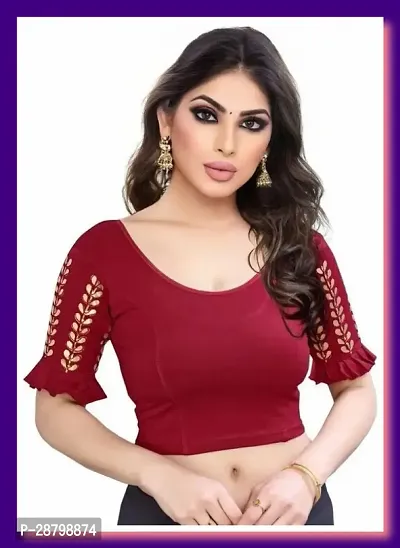 Reliable Maroon Cotton Blend  Stitched Blouses For Women-thumb0