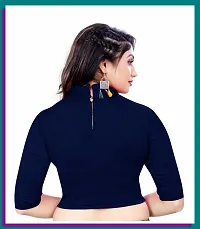 Reliable Navy Blue Cotton Blend Embellished Stitched Blouse For Women-thumb1