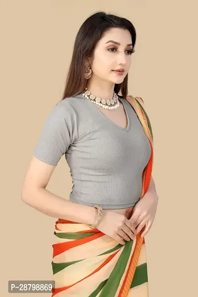 Reliable Grey Cotton Blend  Stitched Blouses For Women