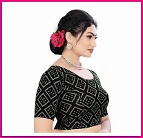 Reliable Black Cotton Blend Printed Stitched Blouse For Women-thumb1