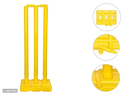 Encanto Set of Heavy Durable Plastic Wicket Stumps with-3 Stumps + 2 Bails + 1 Stand-thumb0