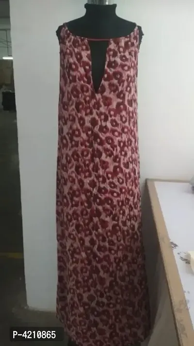Stylish Silk Crepe Leopard Printed Sleeveless Dress For Women