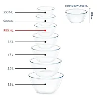 Borosil Basic Glass Mixing  Serving Bowls, Microwave Safe Bowls, Set of 2 (500 ml, 1.3 L), Borosilicate Glass, Clear-thumb2