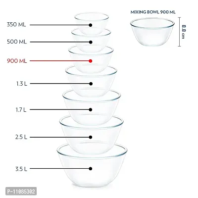 Borosil Basic Glass Mixing  Serving Bowls, Microwave Safe Bowls, Set of 2 (500 ml, 1.3 L), Borosilicate Glass, Clear-thumb3