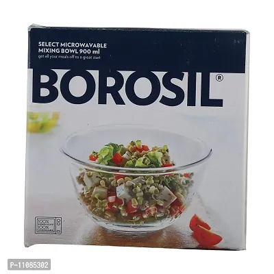 Borosil Basic Glass Mixing  Serving Bowls, Microwave Safe Bowls, Set of 2 (500 ml, 1.3 L), Borosilicate Glass, Clear-thumb0