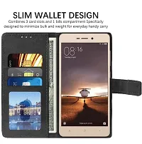 redmi 3s flip cover black color/ leather flip cover / 3 card pocket / inbuilt stand / magnetic strap-thumb1
