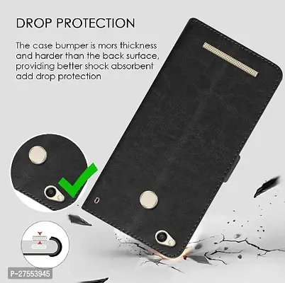 redmi 3s flip cover black color/ leather flip cover / 3 card pocket / inbuilt stand / magnetic strap-thumb3