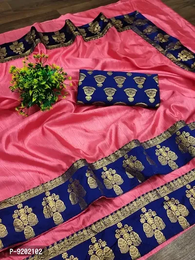 Trending Sana Silk Saree With Big Jacquard Lace And unsticthed Blouse Piece