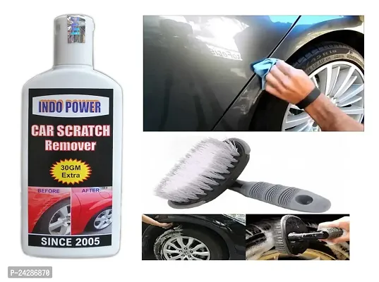 INDOPOWER? Ss1188-CAR SCRATCH REMOVER 100gm(Not for Dent  Deep Scratches)+All Tyre Cleaning Brush