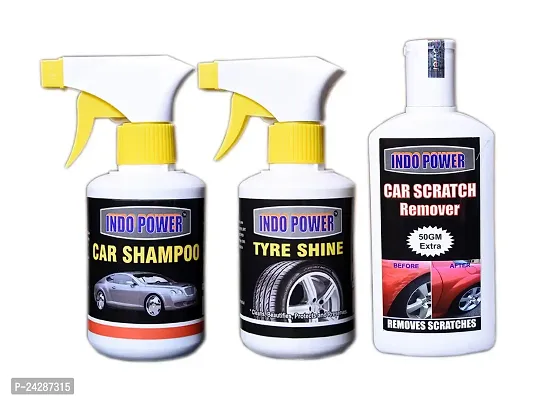 INDOPOWER? Ss643-CAR SHAMPOO GUN 250ml.+TYRE SHINER GUN 250ml.+CAR SCRATCH REMOVER 200gm.