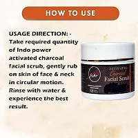 INDOPOWER Charcoal Exfoliating Facial Scrub Enrich With Vitamin-C Walnut Aloe for Glowing Skin Tan Removal De-Pigmentation Dry Dead Skin Men  Women 100Gm-thumb1