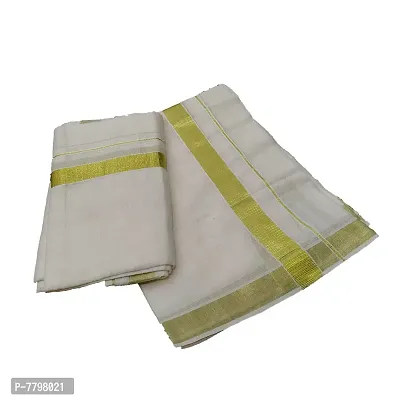 Womens Kuthampully Cotton Flora Kerala Set Mundu With Aari Worked Blouse-thumb2