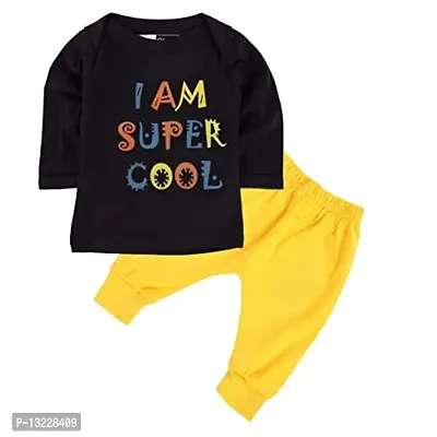 Piku Store Kids Hosiery Full Sleeves Navy Blue T-Shirt  Yellow Lower Set-thumb0