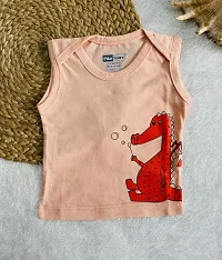 Piku Store Sleeveless Hosiery t-Shirts for Baby Boy & Baby Girl (2-3 Years, LightGrey-Peach-Maroon)-thumb2